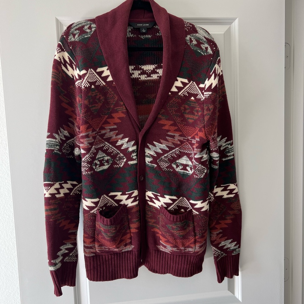 Southwestern Maroon Cardigan Sweater